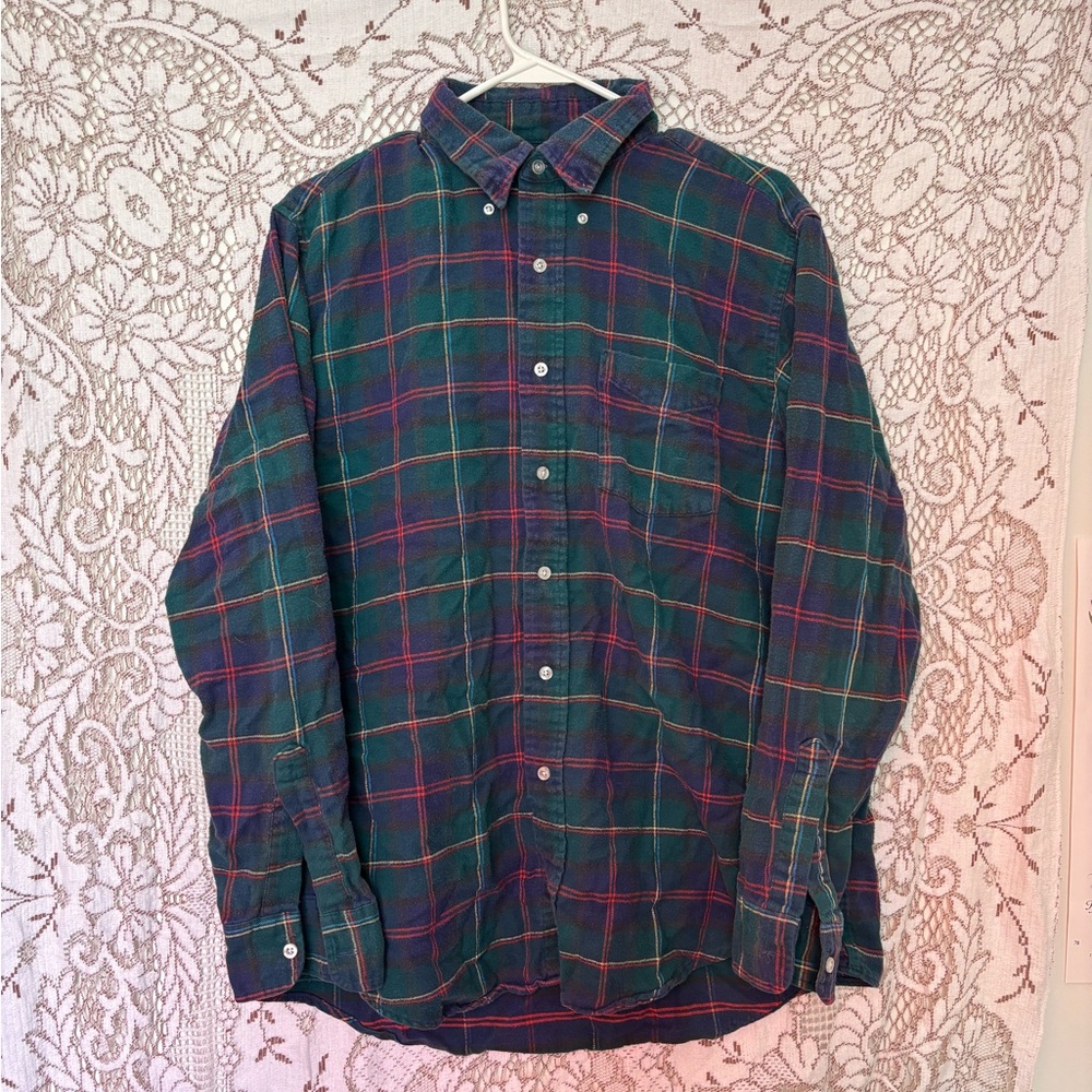 L.L. Bean Green and Red Plaid Men's Shirt